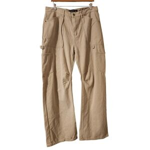 Lioness Carpenter Wide-Leg Pants Beige Utility Casual Size Australia XXL/ US 12